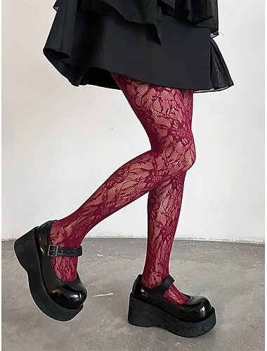  Medias de encaje gótico para mujer: medias de rejilla transparentes para cosplay, fiestas y atuendos casuales