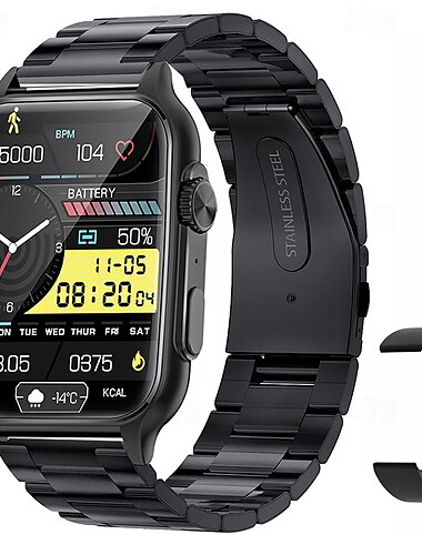  iMosi KT64 Smartwatch 1.96 Zoll Smartwatch Fitnessuhr Bluetooth Schrittzähler Anruferinnerung Schlaf-Tracker Kompatibel mit Android iOS Damen Herren Freisprechanlage Wasserdicht Mediensteuerung IP 67