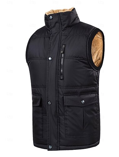  Herren Puffer Weste Fleece-Weste Weste Täglich Verabredung Urlaub Modisch Brautkleider schlicht Herbst Winter Tasche Polyester warm halten Komfortabel Feste Farbe Versteckt Vorne geknöpft Ständer