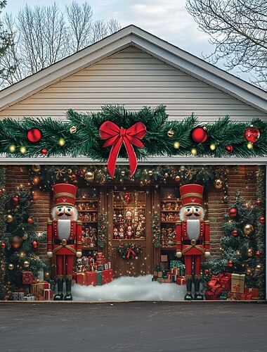  קישוטי דלת חג המולד כיסוי דלת מוסך חיצוני מפצח אגוזים באנר חג המולד בית חווה גדול רקע חג המולד לחג דלת מוסך חיצונית קישוטי קיר לבית