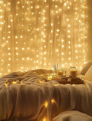  elegantní svatební hostina LED okenní závěs řetězová světla – 3m/6m 600leds twinkle starfor home &amp; zahradní dekorace eu/us/au/uk zástrčka