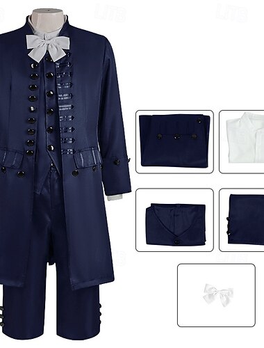  Rokoko Barock Viktorianisch Outfits Einfarbig Herren königlich Halloween Karneval Leistung Party Maskerade Erwachsene Mantel Weste Hemd Ganzjahres