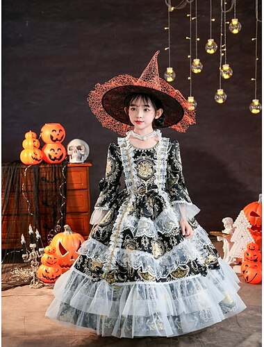  Gotisch Rokoko Vintage inspiriert Kleid Cosplay Perücken Partykostüm Prinzessin Shakespeare Einfarbig Ballkleid Mädchen Halloween Karneval Kindertag Party Halloween Karneval von Venedig Kinder