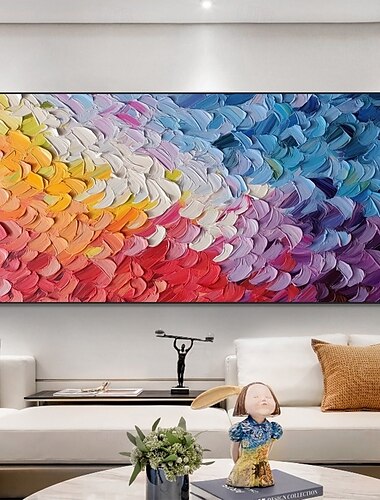  handgemaakte 3D kleurrijke moderne olieverfschilderij op canvas grote handgeschilderde abstracte textuur boho olieverfschilderij wandkunst hedendaagse minimalistische kunstwerk muurschildering voor