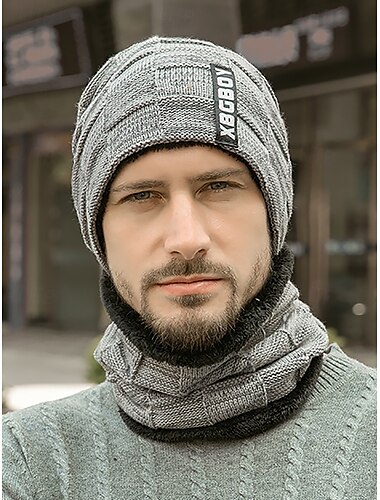  Winter-Set aus Strickmütze und Schal für Herren – warmes Fleecefutter, stylisches, lässiges Design für Komfort bei kaltem Wetter