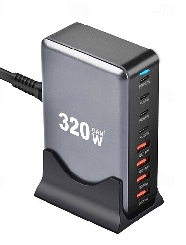  200-W-USB-C-Ladeblock, Gan 8-Port-USB-C-Schnellladestation, PPS PD, 65-W-Laptop-Ladeadapter
