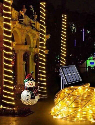  22 m 200 LEDs wasserdichte Solar-Lichterkette für den Außenbereich, Weihnachten, Neujahr, Feiertage, Hochzeiten, Hofzaun, Stufen, Balkon-Lichterkette mit stimmungsvoller Dekoration