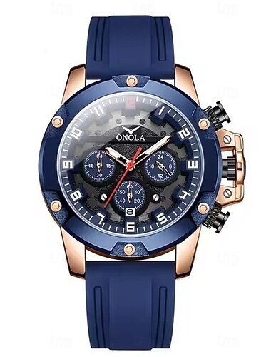  ONOLA Watches For Men 6858 Multifunctional Luminous Quartz Watches Sports Silicone Strap Waterproof Mens Watch