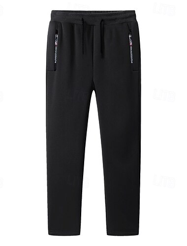  Herren Sherpa Fleecehosen Jogginghose Trainingshose Jogginghose Jogger Winterhose Tasche Kordelzug Elastische Taille Feste Farbe Warm Casual Täglich Laufen Sport Modisch Schwarz Schwarzes gerades Bein