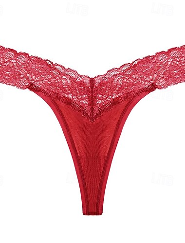  Strings für Damen&amp;Tangas Höschen 1 Stk. Unterwäsche romantische sexy Spitze Spitze reine Farbe Baumwolle niedrige Taille Petite super sexy schwarz rosa Wein XS S M Home Outfits
