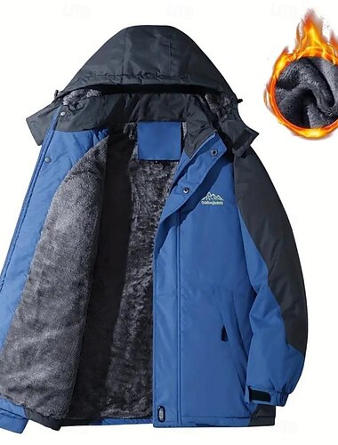  Homens Casaco exterior Casaco de inverno Jaqueta de Inverno Zíper Bolsos Poliéster Bolsos Ao ar livre Casual / Diário Padrão Moda Casual Térmico / Quente A Prova de Vento Inverno Tecido Preto