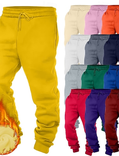  Voor heren Joggingbroeken Jogger Broek Zak Trekkoord Elastische taille Effen Comfort Zacht Volledige lengte Buitensporten Dagelijks Modieus Casual Zwart Wit Micro-elastisch