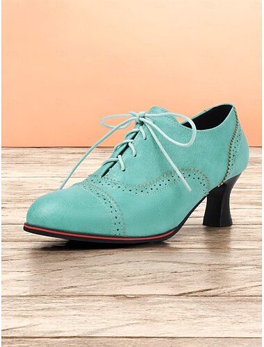  chaussures à lacets oxford vintage pour femmes - design brogue à talon chaton de style rétro, parfaites pour le bureau et les tenues classiques