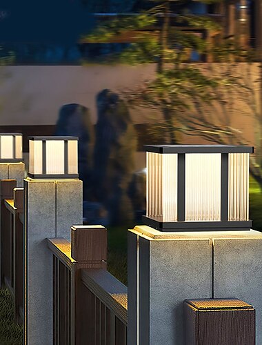 Lámpara de poste para exteriores, pilar de aluminio LED, farol de columna, luminaria para patio, entrada, jardín, 110-240 V, 20 W