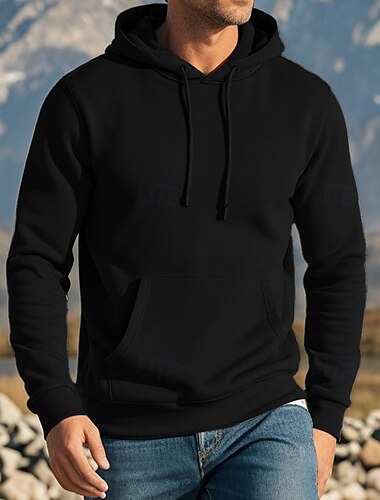  Herren Hoodie Sweatshirt Kapuze Aprikose Schwarz Marineblau Dunkelgrün Dunkelgray Mit Kapuze Glatt Tasche Kordelzug Vordertasche Sport & Natur Täglich Festtage Strassenmode Basic Brautkleider schlicht