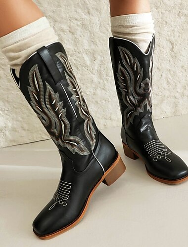  Retro Vintage Hippie 1970er Schuhe Westernstiefel Hippie Westlicher Cowboy Jacquard Damen Karneval Maskerade Urlaub Party / Abend Alltagskleidung Erwachsene Schuhe