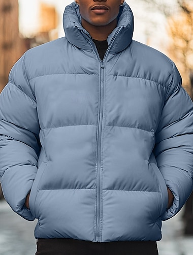  Per uomo Cappotto invernale Piumino Tasche Poliestere giacca Natale Ufficio / Business Strada Standard Sportivo Streetwear Fantastico Autunno Inverno Liscio Nero Bianco Rosa Blu Piumino