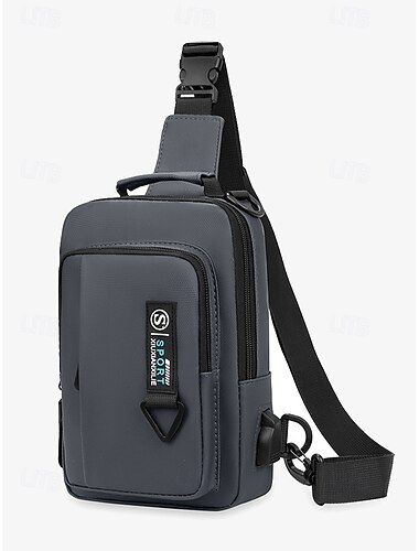  pánská voděodolná crossbody taška s nabíjecím portem USB – outdoorová cestovní taška přes rameno s mnoha kapsami