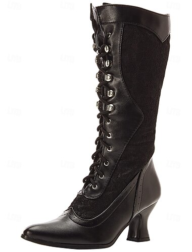  Rococó Barroco Victoriano Zapatos Botas hasta la rodilla Tacón alto Mujer Real Víspera de Todos los Santos Carnaval Mascarada Rendimiento Fiesta / Noche Mascarada Adulto Zapatos