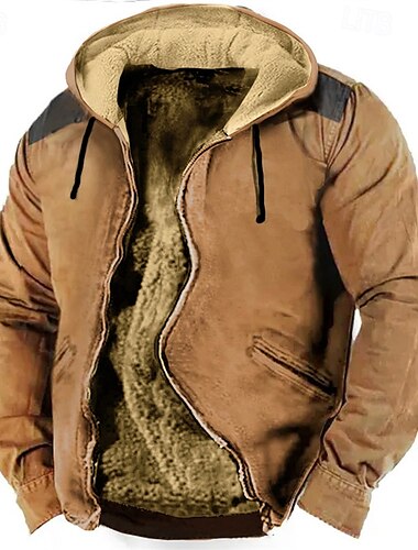  Hombre Sudadera con cremallera Sudadera con capucha y cremallera completa Sherpa difuso Chaqueta de lana Sudadera con capucha de lana Azul Piscina Marrón Verde Trébol Caqui Con Capucha Plano Cerrar