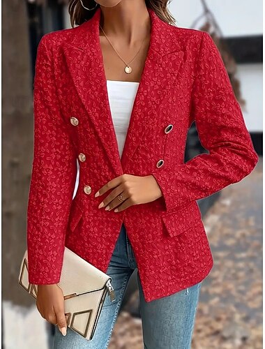  Mujer chaqueta Botón Color sólido Cómodo Elegante Ajuste regular Ropa de calle Manga Larga Invierno Negro S