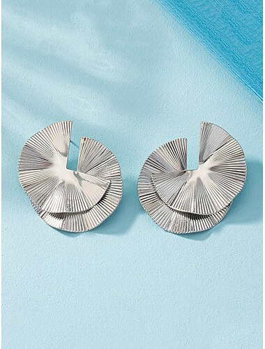  Boucles d'oreilles pendantes en métal texturé et audacieux pour femme, style décontracté et tendance