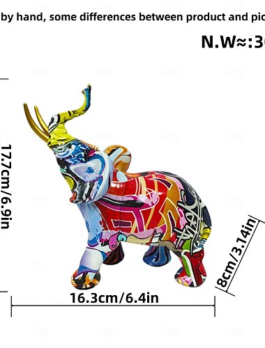  Bunte Elefantenstatue aus Kunstharz, farbenfrohe Elefantenskulpturen, farbenfrohe Elefantendekor-Feng-Shui-Ornament, Elefanten-Tierskulptur für Küche, Büro, Regal, Heimdekor, für