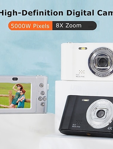  4K-Digitalkamera, Point-and-Shoot-Fotografie, Reise-Selfie-Kamera, 2,4-Zoll-Bildschirm, Einsteiger-Geschenk, kompakte Digitalkamera, Selfie, Mini-Retro-Kamera