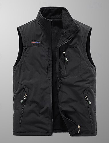  Herren Weste für Wanderer Wander-Fleeceweste Ärmellos Weste Außen warm Fleece-Futter Komfortabel Winter Tasche Polyester Schwarz Armeegrün Khaki Jagd Angeln Klettern