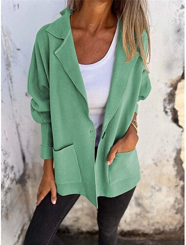  Damen Freizeitjacke Outdoor Strasse Freizeitskleidung Herbst Winter Standard Mantel Regular Fit warm Atmungsaktiv Stilvoll Brautkleider schlicht Jacken Langarm Glatt Mit Taschen Gelb Rosa Grün
