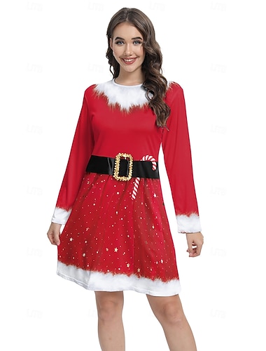  Kerstman Elf Mrs.Claus Jurken Fancy kostuum Kerstkostuum Dames Cosplay Kostuum Volwassenen Kerstmis Nieuwjaar kerstavond Kerstmis Feest Kleding