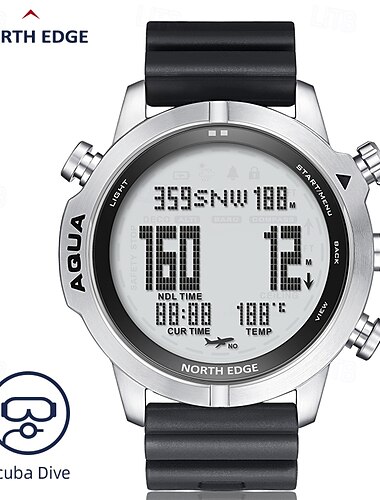  North Edge Herren professionelle Tauchcomputeruhr Free/Scuba Diving 50m Taucheruhren Höhenmesser Barometer Kompass Digitaluhr