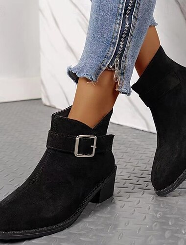  Damen-Stiefeletten mit Leopardenmuster und Schnallenriemen, lässiger Western-Stil, bequemer niedriger Absatz für den Alltag