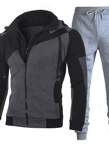  Per uomo Tuta Da Ginnastica Tuta da jogging 2 pezzi Zip intera Informale Autunno Manica lunga Traspirante Morbido Fitness Allenamento in palestra Corsa abbigliamento sportivo Abbigliamento sportivo