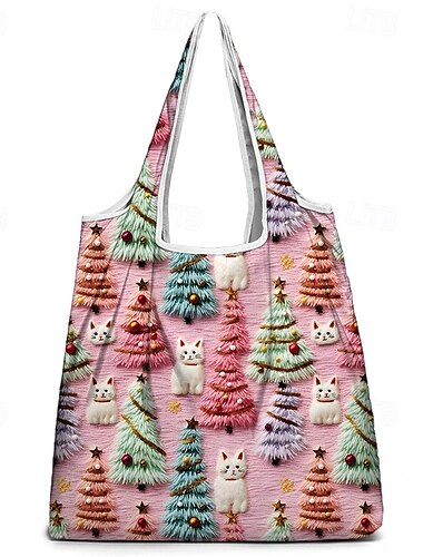  Bunte Tragetasche mit Hunde-Print für Damen – leichte, wiederverwendbare Einkaufstasche mit entzückendem Welpenmuster, perfekt für Hundeliebhaber und den täglichen Gebrauch