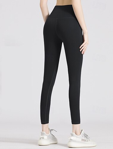  Damen Yogahose Yoga-Leggings Fleece-gefütterte Leggings Bauchkontrolle Po-Lifting Hohe Taille Yoga Fitnesstraining Pilates Strumpfhosen Leichte Kaffee Schwarz Weiß Herbst Winter Sport Sportkleidung