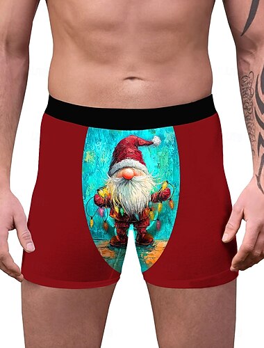  Kerstman Kerst pyjama Boxer shorts Ondergoed kerstcadeau Voor heren Grappig Kerstmis Patroon Volwassenen Kerstmis Nieuwjaar kerstavond Kerstmis Feest