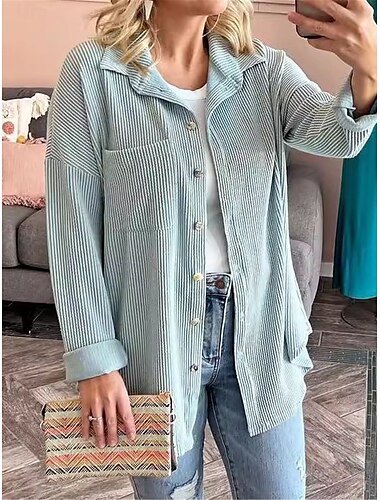  Damen Freizeitjacke Outdoor Strasse Freizeitskleidung Herbst Standard Mantel Regular Fit warm Atmungsaktiv Stilvoll Brautkleider schlicht Jacken Langarm Streifen und Plaid Mit Taschen Bedruckt