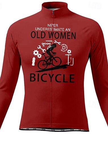  Damen Radtrikot fahrradbekleidung Fahrradtrikot Langarm Winter Fahhrad T-Shirt Trikot mit 3 Gesäßtaschen MTB Mountain Atmungsaktiv Schnelltrocknend Anatomisches Design Schweißtransportierend Weinrot