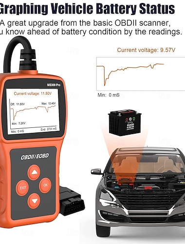  Сканер obd2, считыватель кодов, тестер аккумулятора, диагностический инструмент для автомобиля с полным набором функций obd ii, считыватель кодов неисправностей двигателя, сканирующий инструмент с