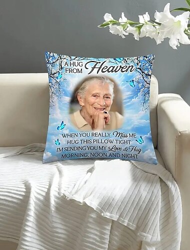  Individueller Erinnerungs-Kissenbezug Foto Kissenbezug Wurfkissen Mitgefühl Geschenk Personalisierte Erinnerungs-Geschenke Eine Umarmung vom Himmel