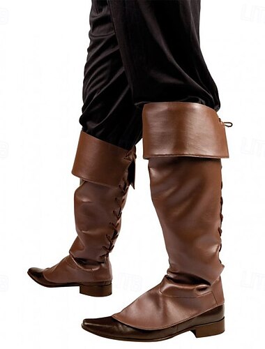  Retro Vintage Mittelalterlich Maskerade Gamaschen Überschuhe Ren Faire Herren Unisex Keltisch Seeräuber königlich Karneval Maskerade Leistung Party Bühne Erwachsene Schuhüberzug