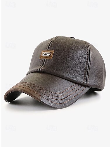  boné de beisebol masculino de couro sintético - chapéu ajustável e estiloso para uso ao ar livre, para looks casuais e esportivos