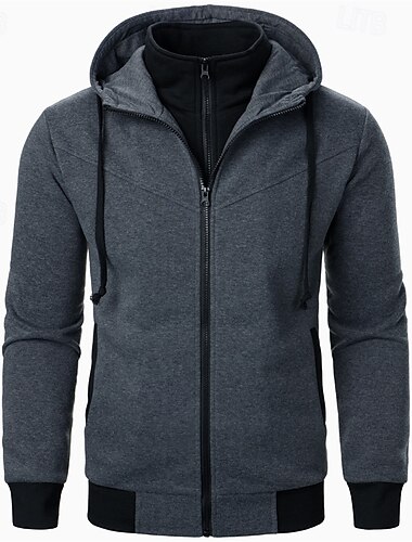  Men's Hoodie Full Zip Hoodie Tactical Hoodie Black Light Grey Dark Gray Hooded Plain Tactical Sports & Outdoor Daily Streetwear Cool Casual Winter Spring &  Fall Clothing Apparel Hoodies Sweatshirts
