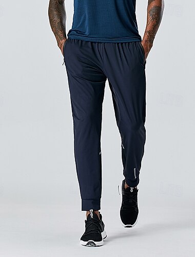 Homens Calças Esportivas Calças de Corrida Calça Esportiva Com Cordão Cintura elástica Bolso Com Zíper Calças Ao ar livre Desportos e Ar livre Atlético Outono Secagem Rápida Leve Macio Maratona