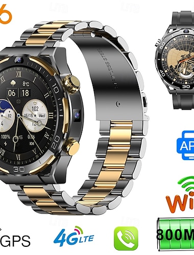  696 JT7 Smartwatch 1.508 Zoll Smartwatch Fitnessuhr Bluetooth Schrittzähler Anruferinnerung Schlaf-Tracker Kompatibel mit Android iOS Herren GPS Freisprechanlage Kamera IP 67 45mm Uhrengehäuse