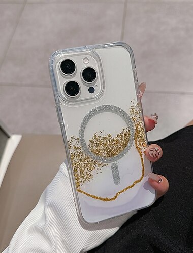  τηλέφωνο tok Για iPhone 16 15 14 Pro Max iPhone 13 12 11 Pro Max Πίσω Κάλυμμα Μαγνητική Υποστήριξη ασύρματης φόρτισης Bling Glitter Shiny Ρετρό TPU PC
