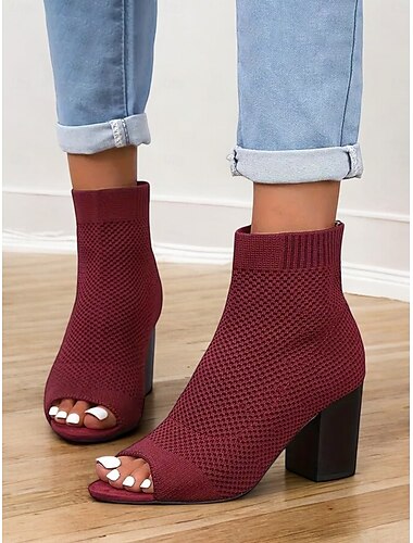  Damen Stiefel Stiefel mit Absatz Täglich Totenkopf Motiv Stiefeletten Stiefeletten Schnalle Blockabsatz Runde Zehe Brautkleider schlicht Kunstleder Schnürsenkel Schwarz Burgund Khaki
