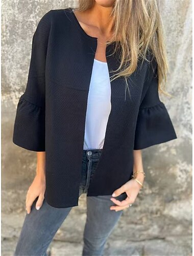  Damen Winterjacke Outdoor Strasse Freizeitskleidung Herbst Winter Standard Mantel Regular Fit warm Atmungsaktiv Stilvoll Brautkleider schlicht Jacken 3/4 Ärmel Glatt Übergröße Schwarz Rote Grün