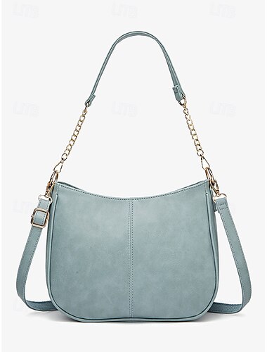  braune Umhängetasche aus Kunstleder für Damen mit goldenem Kettenriemen – stylische, lässige Crossbody für Alltag und Arbeit
